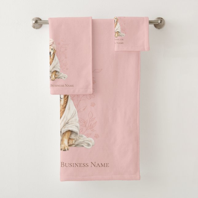 Pink Blush Personalized Dog Groomer Spa Towel (In situ)
