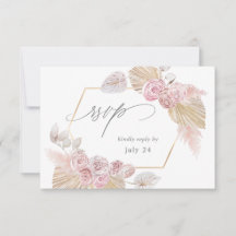 Pink Boho Floral w Meal RSVP