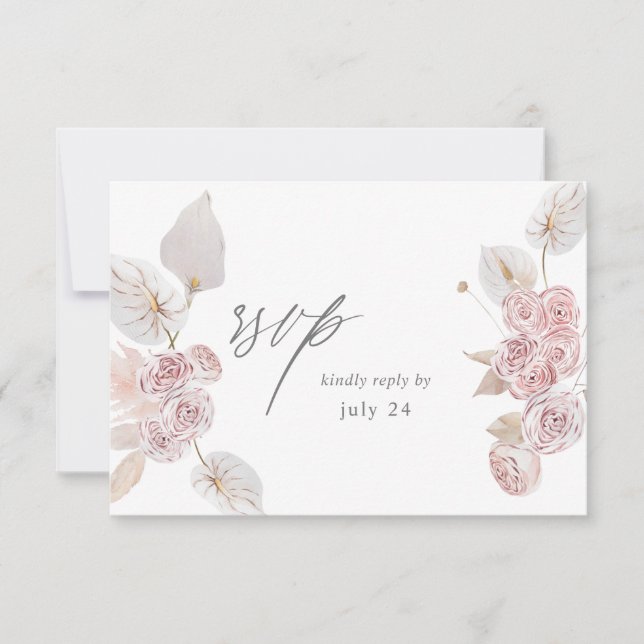 Pink Boho Floral w Meal RSVP 2 (Anverso)