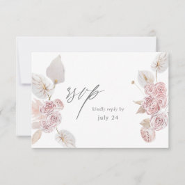 Pink Boho Floral w Meal RSVP 2