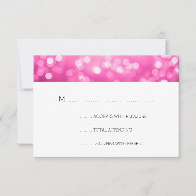 Pink Bokeh Lights Elegant Wedding RSVP (Anverso)