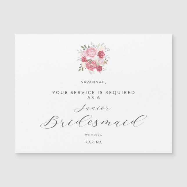 Pink Bouquet Will You Be My Junior Bridesmaid (Anverso)