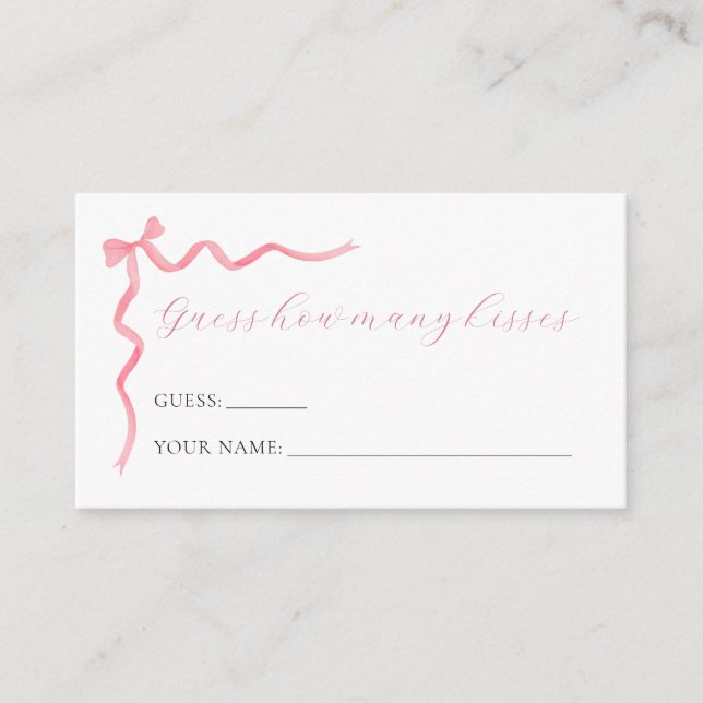 Pink Bow Adivina cuántas tarjetas de juego de beso (Anverso)