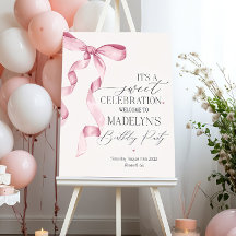 Pink Bow Birthday Welcome Sign Printable Template