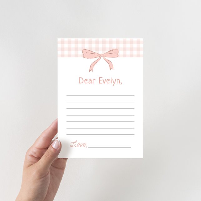 Pink Bow Gingham Time Capsule Note Card (Subido por el creador)