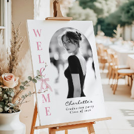 Pink Bow Graduation Photo Black and White Welcome