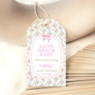 Pink Bow Love Shack Baby Shower Gracias etiqueta d