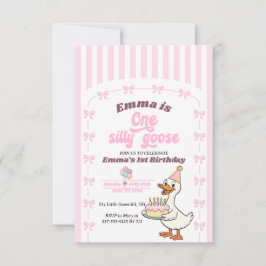 Pink Bow One Silly Goose Girl 1st Birthday Party