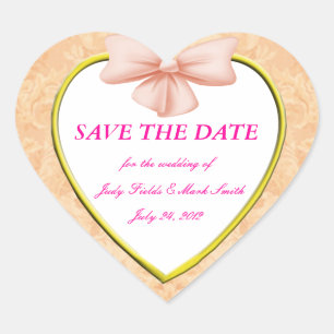 Pink Bow Save The Date Pegatinas
