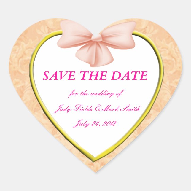 Pink Bow Save The Date Pegatinas (Anverso)