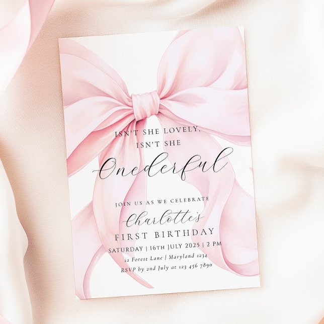 Pink Bow Una Maravillosa Invitación A Cumpleaños (Subido por el creador)