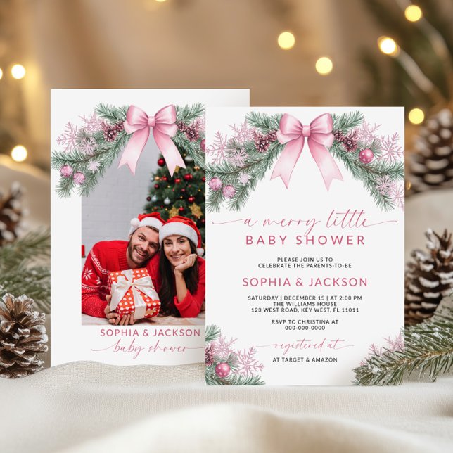 Pink Bow Una Pequeña Invitación De Baby Shower (Subido por el creador)