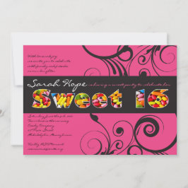PINK CANDY Dulce Dieciséis invitaciones a fiesta d