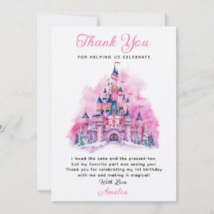 Pink Castle Watercolor Primera Tarjeta de Agradeci