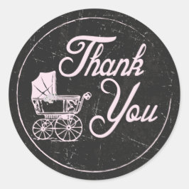 Pink Chalkboard, Baby Shower Gracias Pegatinas