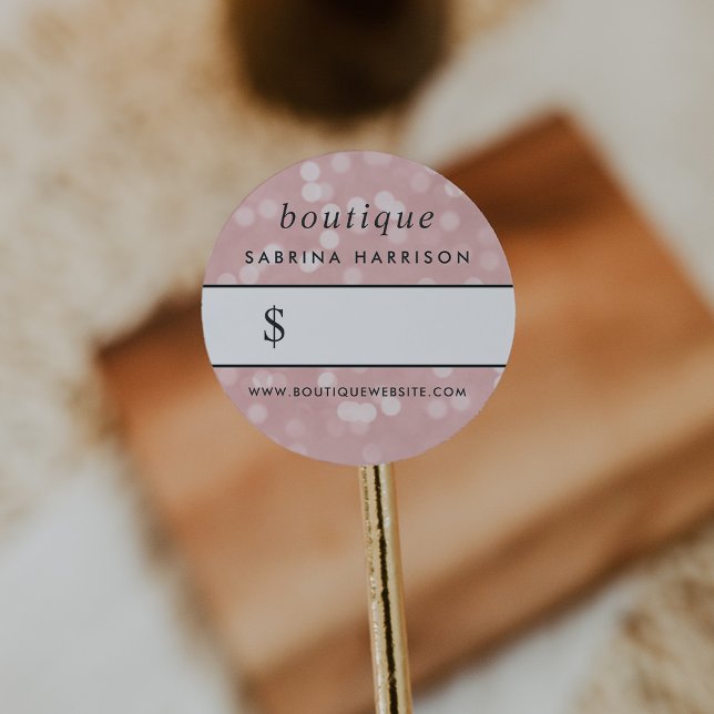 Pink Champagne Bokeh | Pegatina de precios boutiqu (Subido por el creador)