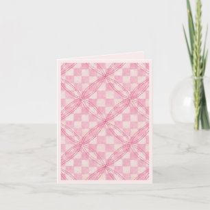 PINK CHECK QUILE Gracias Tarjeta de nota / Rubor