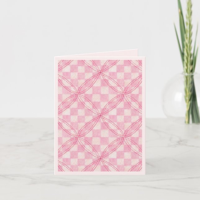 PINK CHECK QUILE Gracias Tarjeta de nota / Rubor (Anverso)