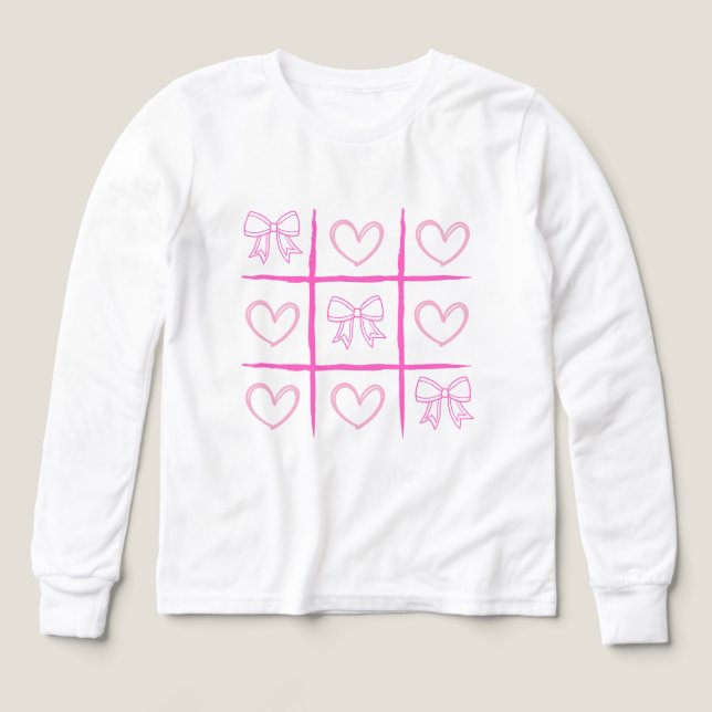 Pink Cheer Tic-Tac-Toe Valentine's Day Shirt  (Diseño frontal)