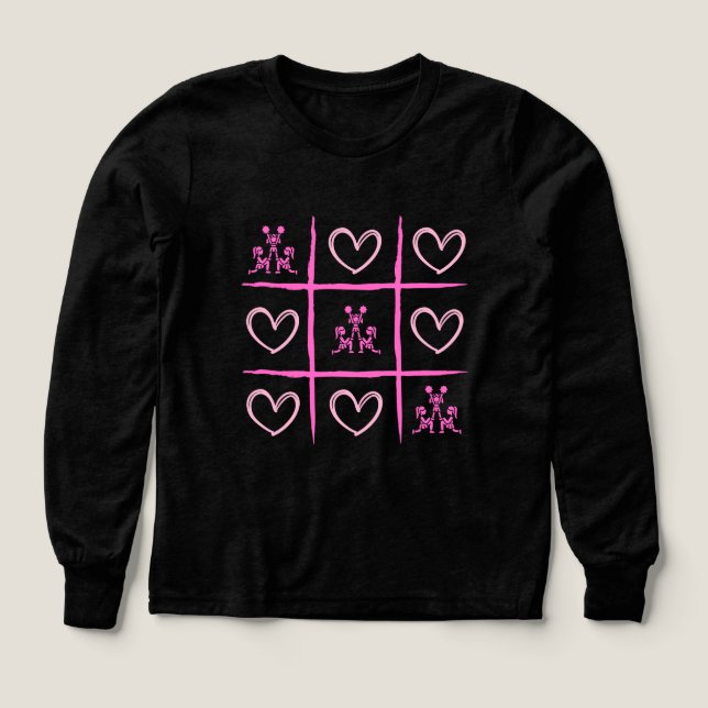 Pink Cheer Tic-Tac-Toe Valentine's Day Shirt  (Diseño frontal)