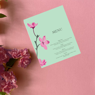 Pink Cherry Blossom Mint Green Quinceanera Menú