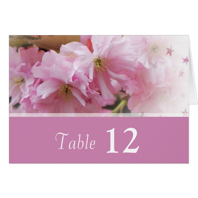pink cherry blossom  wedding, dinner table number (Anverso (Horizontal))