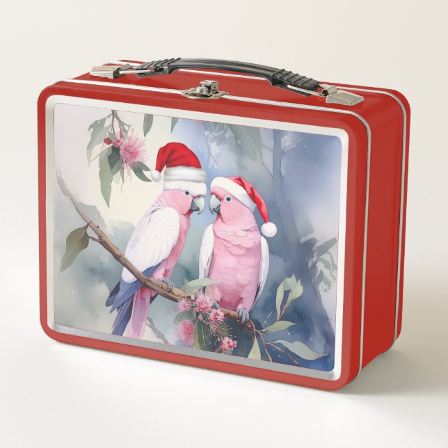 Pink Cockatoos Santa Hat Merry Christmas (Anverso)