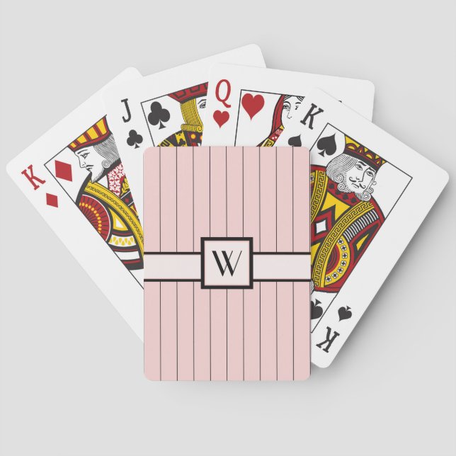 Pink con cartas de juego de pinstripes negras (Reverso)