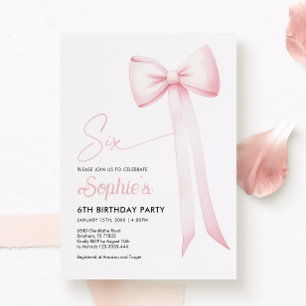 Pink Coquette Bow 6ª Invitación de cumpleaños