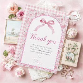 Pink Coquette Bow Cumpleaños - Tarjeta de agradeci