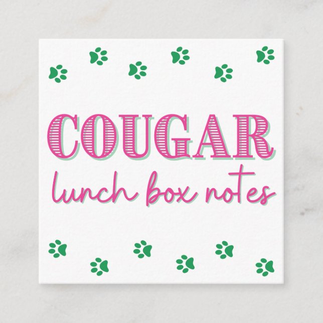 Pink Cougar Imprimir nombre Almuerzo Box Notas (Anverso)