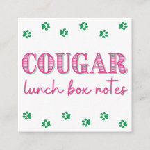 Pink Cougar Imprimir nombre Almuerzo Box Notas