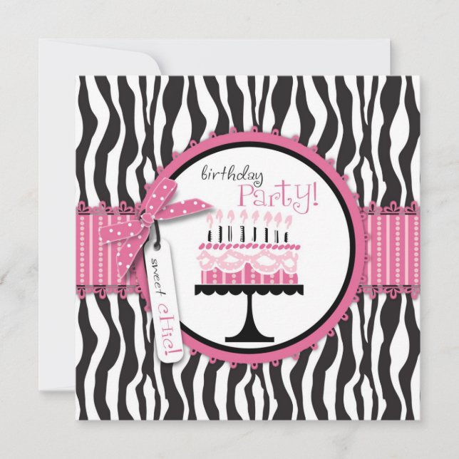 Pink cuadrado de la tarjeta de cumpleaños salvaje (Anverso)