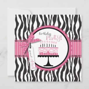 Pink cuadrado de la tarjeta de cumpleaños salvaje