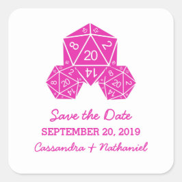 Pink D20 Dice Guardar los Pegatinas de fechas