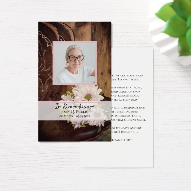 Pink Daisies Boots Western Funeral Memorial Prayer (Escritorio)