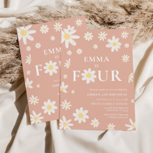 Pink Daisy Cuarto 4ª invitación a los cumpleaños C