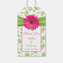 Pink Daisy Green Floral Gracias Etiqueta De Favor
