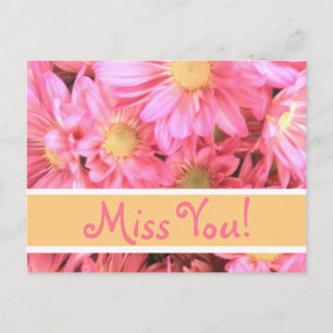 Pink Daisy postal "Miss You"