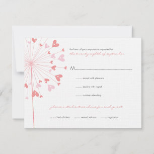 Pink Dandelions Love Summer Wedding Tarjeta RSVP