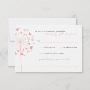 Pink Dandelions Love Summer Wedding Tarjeta RSVP
