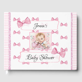Pink del libro de invitados de Baby Shower persona