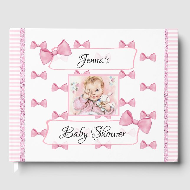 Pink del libro de invitados de Baby Shower persona (Anverso)