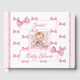 Pink del libro de invitados de Baby Shower persona