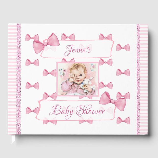 Pink del libro de invitados de Baby Shower persona (Anverso)