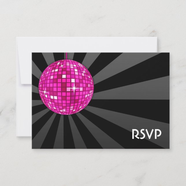 Pink Disco Ball RSVP (Anverso)