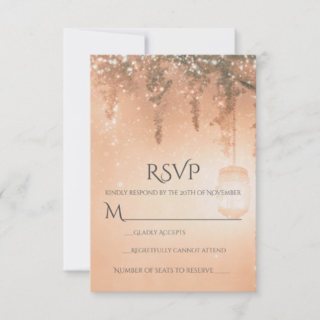 Pink Dreamy Rustic Forest RSVP (Anverso)