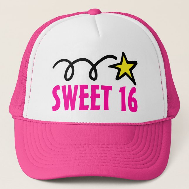 Pink dulce dieciséis fiestas gorra por 16 años (Anverso)