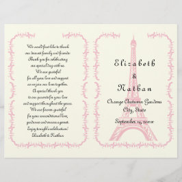 Pink Eiffel Tower Paris plegado programa de bodas