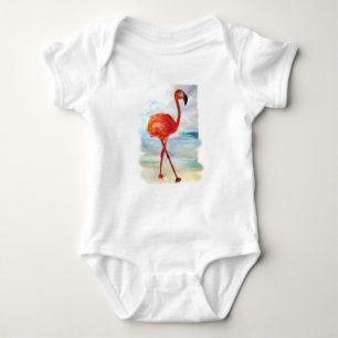Pink Flamingo Bird Baby Jersey Bodysuit